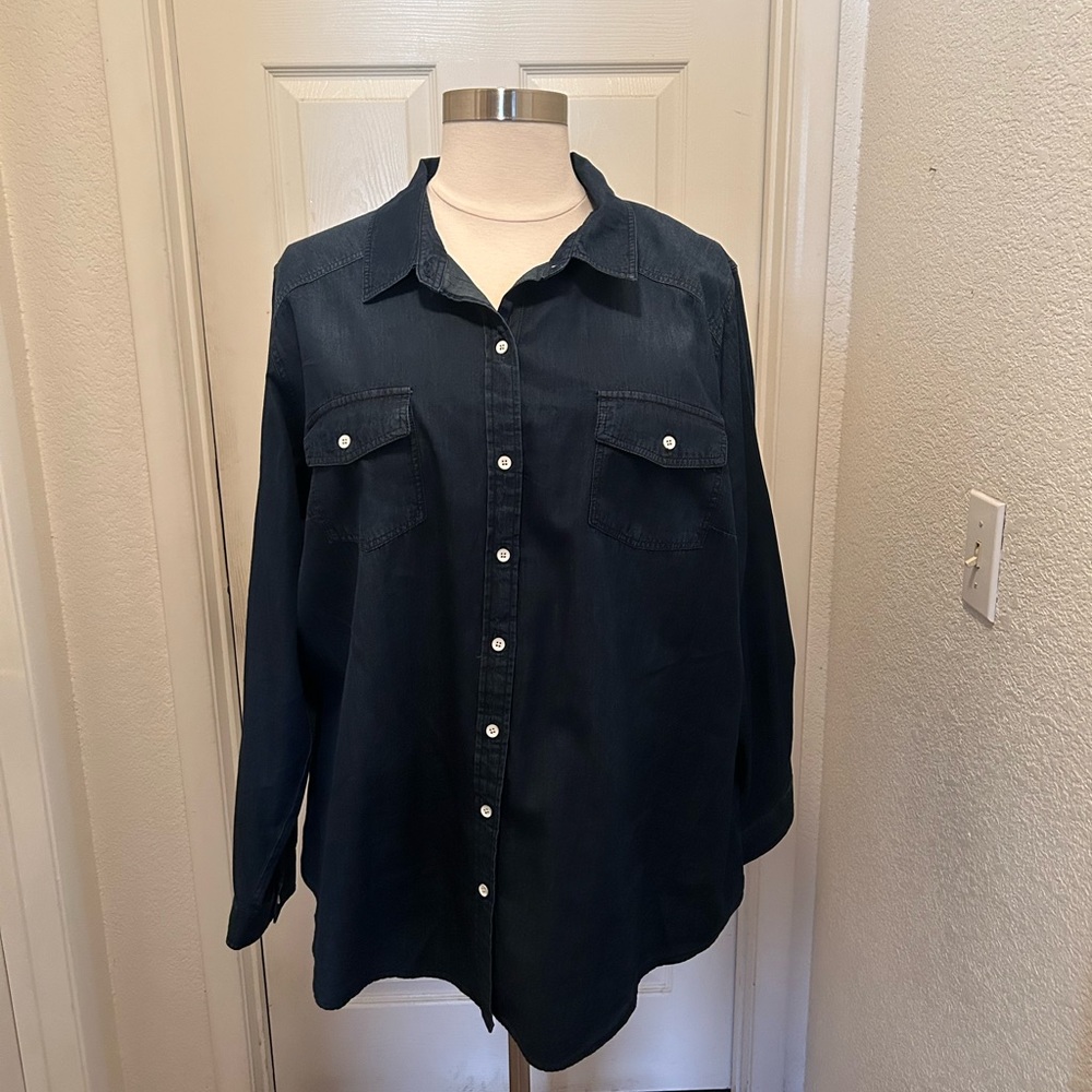 Torrid Dark Denim Button Down Shirt